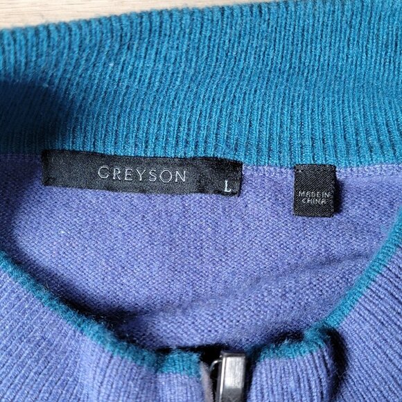 Greyson Golf Sweater Mens Size Large Blue Purple 1/4 Zip Pullover Wool Cashmere - Picture 8 of 12
